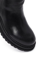 Woman Black Back Zipper Leather Boat | Derimod