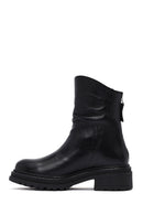 Woman Black Back Zipper Leather Boat | Derimod