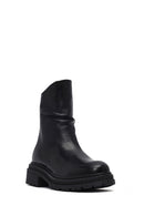 Woman Black Back Zipper Leather Boat | Derimod