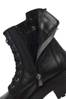 Kadın Siyah Fermuarlı Kalın Tabanlı Deri Postal Bot | Derimod