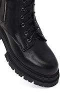 Kadın Siyah Fermuarlı Kalın Tabanlı Deri Postal Bot | Derimod