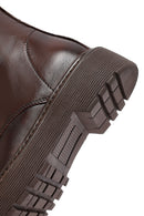 Kadın Kahverengi Bağcıklı Fermuarlı Kalın Tabanlı Deri Postal Bot | Derimod