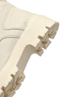 Woman Beige Lace-Up Zippered Thick Sole Leather Postal Boots | Derimod