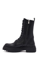 Kadın Siyah Fermuarlı Deri Postal Bot | Derimod