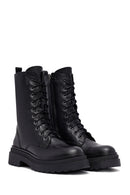 Kadın Siyah Fermuarlı Deri Postal Bot | Derimod