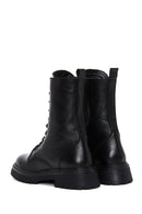 Woman Black Zippered Leather Postal Boots | Derimod