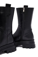 Kadın Siyah Fermuarlı Kalın Tabanlı Deri Bot | Derimod