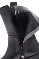 Kadın Siyah Fermuarlı Kalın Tabanlı Deri Bot | Derimod