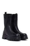 Kadın Siyah Fermuarlı Kalın Tabanlı Deri Bot | Derimod