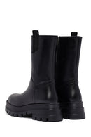 Kadın Siyah Fermuarlı Kalın Tabanlı Deri Bot | Derimod