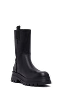 Kadın Siyah Fermuarlı Kalın Tabanlı Deri Bot | Derimod