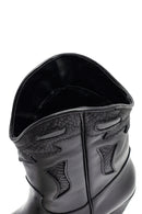 Woman Black Low Heels Leather Cowboy Boots | Derimod