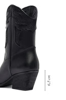 Woman Black Low Heels Leather Cowboy Boots | Derimod