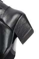 Woman Black Low Heels Leather Cowboy Boots | Derimod