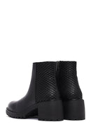Women's Black Zippered Thick Heeled Leather Boot | Derimod