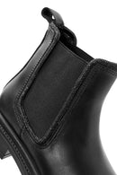 Woman Black Stone Leather Chelsea Boots | Derimod
