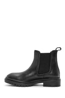 Woman Black Stone Leather Chelsea Boots | Derimod