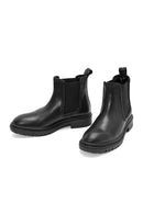 Woman Black Stone Leather Chelsea Boots | Derimod