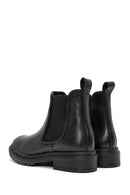 Woman Black Stone Leather Chelsea Boots | Derimod