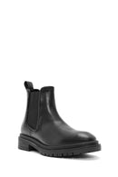 Woman Black Stone Leather Chelsea Boots | Derimod