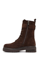 Kadın Kahverengi Fermuarlı Süet Deri Bot | Derimod