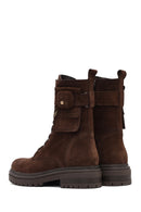 Kadın Kahverengi Fermuarlı Süet Deri Bot | Derimod