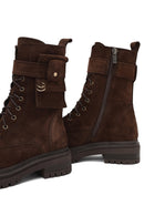 Kadın Kahverengi Fermuarlı Süet Deri Bot | Derimod