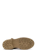 Kadın Bej Fermuarlı Kalın Tabanlı Süet Deri Bot | Derimod