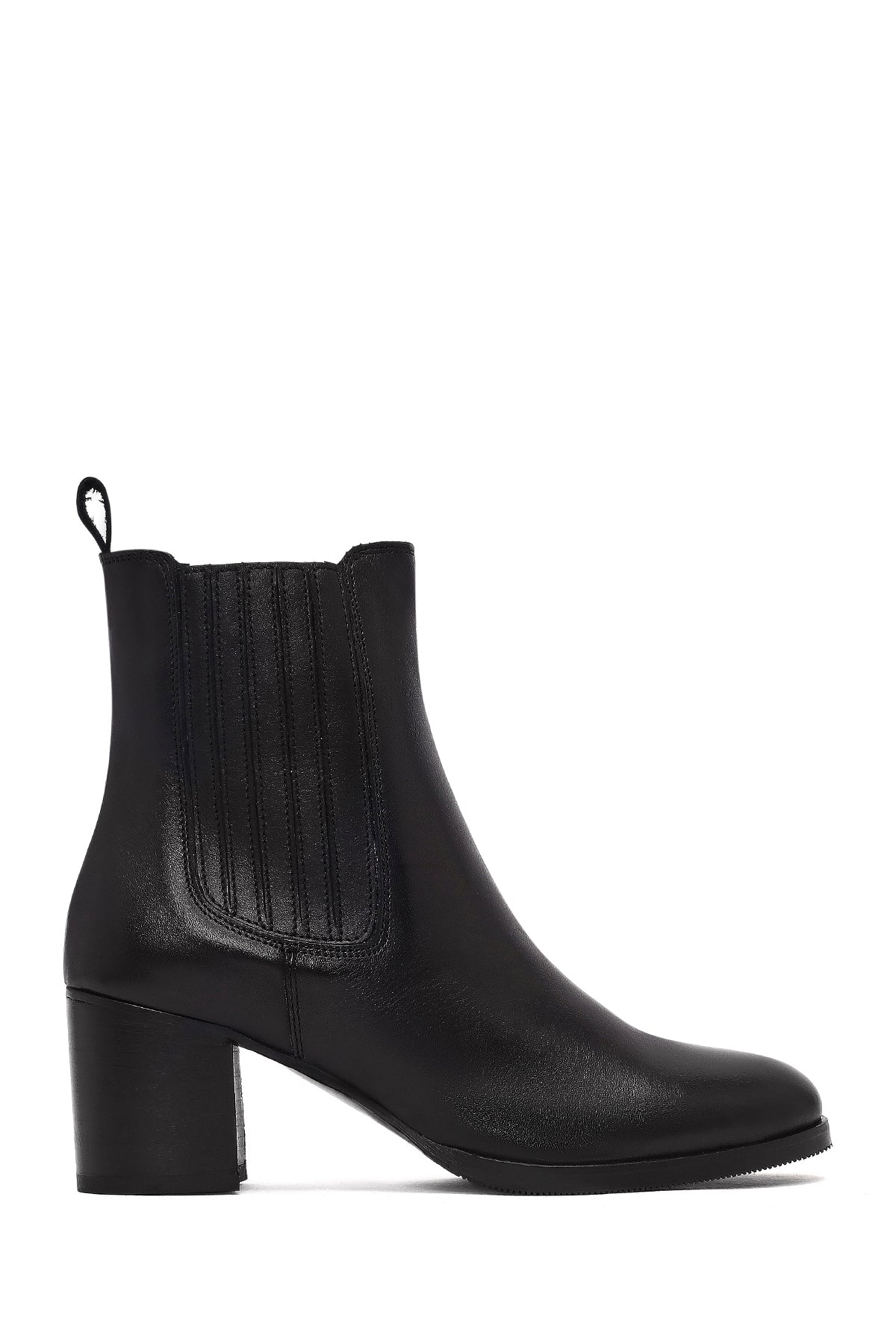 Woman Black Chunky Heels Leather Chelsea Boots 25WFD183318 | Derimod