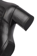 Woman Black Chunky Heels Leather Chelsea Boots | Derimod