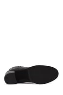 Woman Black Chunky Heels Leather Chelsea Boots | Derimod