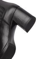 Woman Black Chunky Heels Leather Chelsea Boots | Derimod
