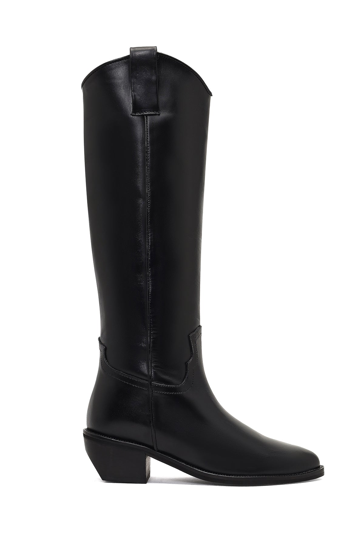 Kadın Siyah Kısa Topuklu Deri Kovboy Çizme 25WFD183418 | Derimod