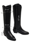 Kadın Siyah Kısa Topuklu Deri Kovboy Çizme | Derimod