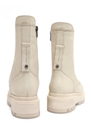 Woman Beige Zippered Thick Sole Leather Postal Boots | Derimod