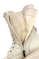 Woman Beige Zippered Thick Sole Leather Postal Boots | Derimod