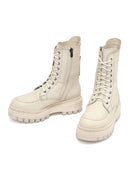 Woman Beige Zippered Thick Sole Leather Postal Boots | Derimod