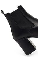 Women's Black Thick Heeled Leather Chelsea Boot | Derimod