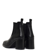 Women's Black Thick Heeled Leather Chelsea Boot | Derimod