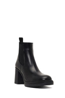Women's Black Thick Heeled Leather Chelsea Boot | Derimod