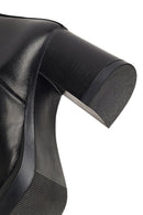 Women's Black Thick Heeled Leather Chelsea Boot | Derimod