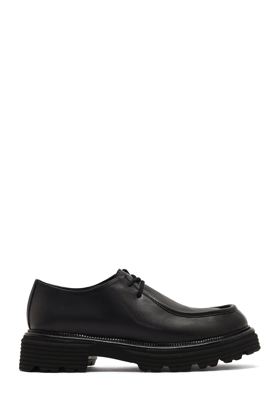 Women's Black Lace-Up Thick-Soled Masculine Shoe 25WFD185118 | Derimod