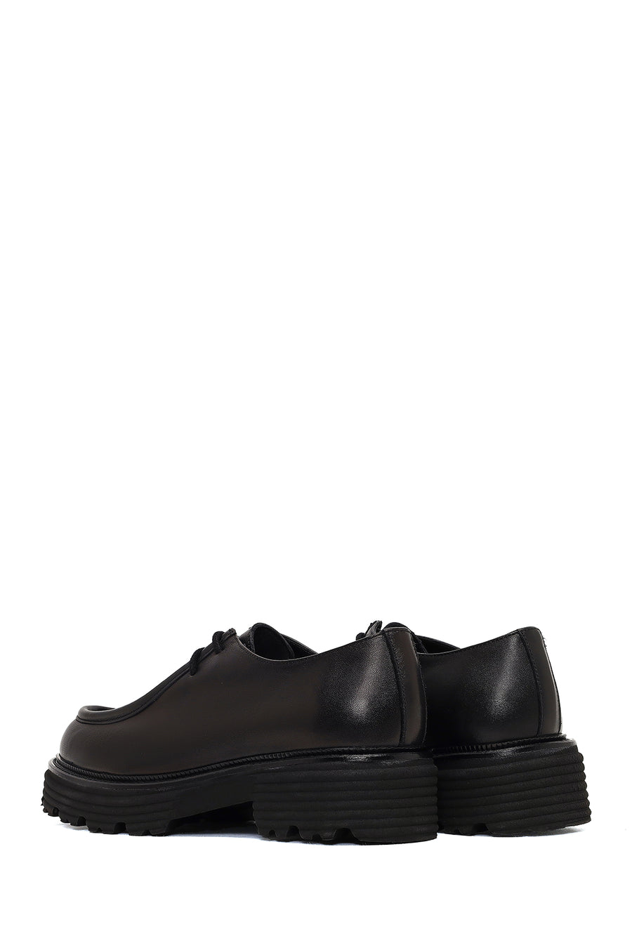 Women's Black Lace-Up Thick-Soled Masculine Shoe