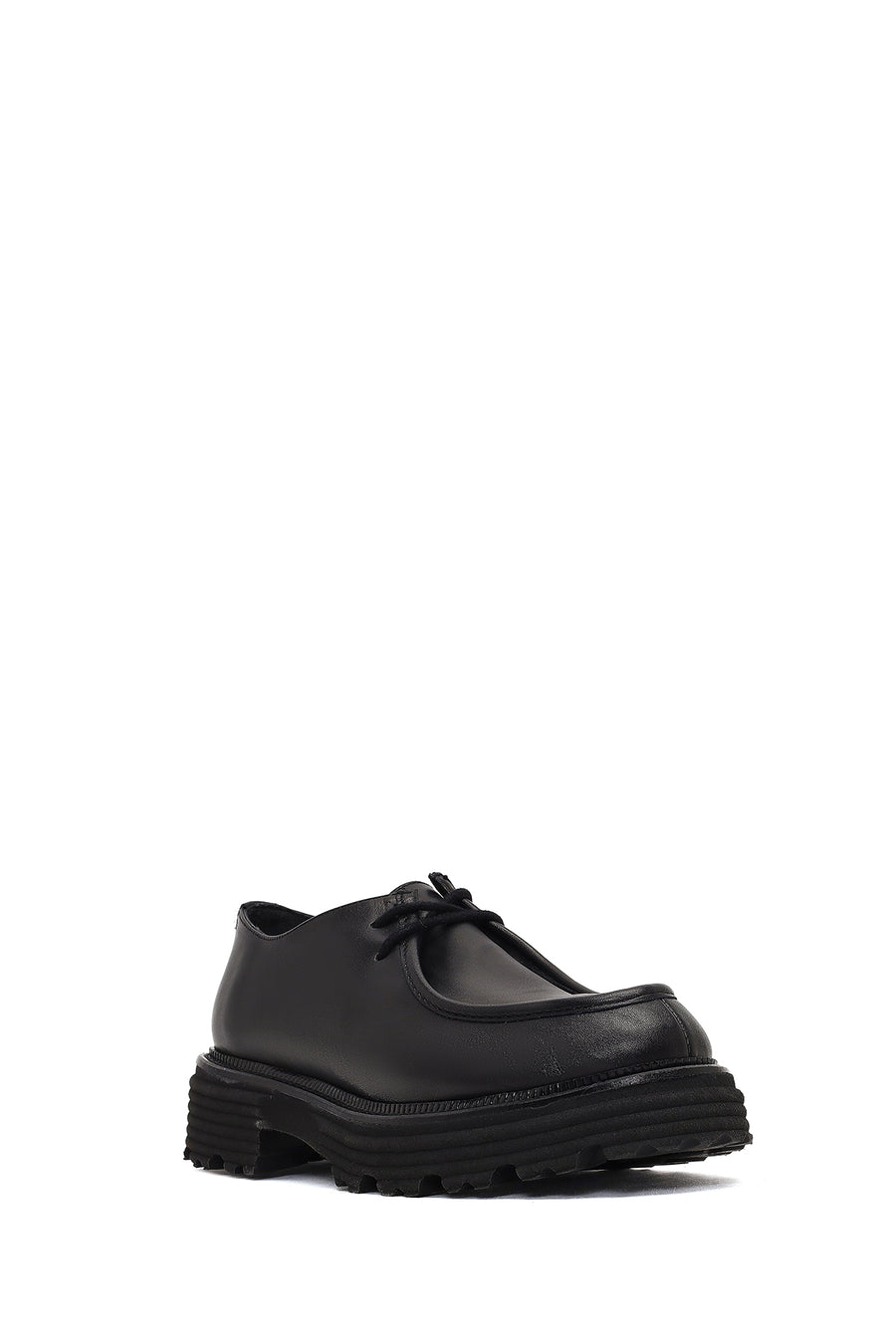 Women's Black Lace-Up Thick-Soled Masculine Shoe