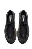 Kadın Siyah Bağcıklı Kalın Tabanlı Maskülen Ayakkabı | Derimod