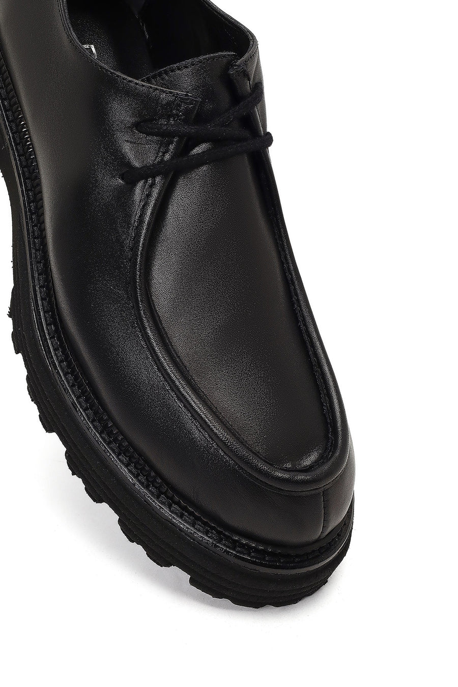 Women's Black Lace-Up Thick-Soled Masculine Shoe