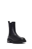 Women's Black Leather Chelsea Boot | Derimod