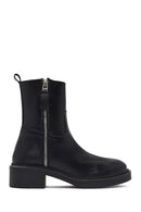 Women's Black Zippered Leather Boots | Derimod
