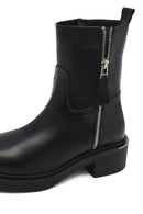 Women's Black Zippered Leather Boots | Derimod