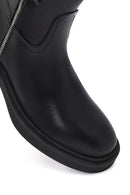 Women's Black Zippered Leather Boots | Derimod